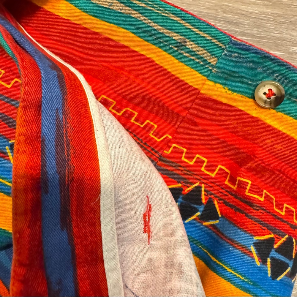 Vintage Breeches Aztec Western Maxi Wrap Skirt 100% cotton Ranchwear Boho SZ 14 - Picture 9 of 13